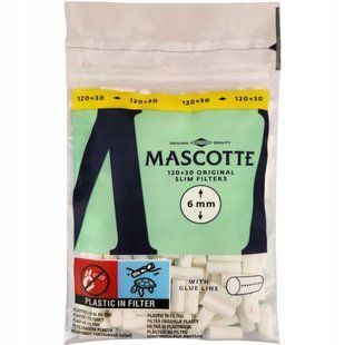 Фільтри для самокруток Mascotte Slim 6.0mm довжина 15mm (120+30) фото &mdash; Kyset.com.ua