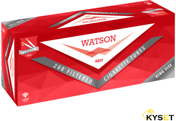 Сигаретні гільзи WATSON Red King Size 200 фільтр 20мм фото — Kyset.com.ua