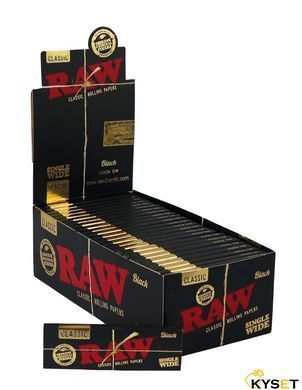 Папір для самокруток RAW Classic Black Single Wide (50 листків) фото &mdash; Kyset.com.ua