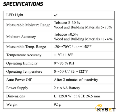 Професійний вологомір тютюна V1 PRO деревини, будівельних матеріалів фото — Kyset.com.ua