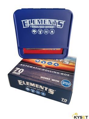 Машинка для самокруток ELEMENTS BLUE METAL ROLLBOX 70mm фото &mdash; Kyset.com.ua