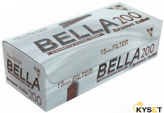 Сигаретні гільзи коричневі Bella 200 brown filter 15мм фото — Kyset.com.ua